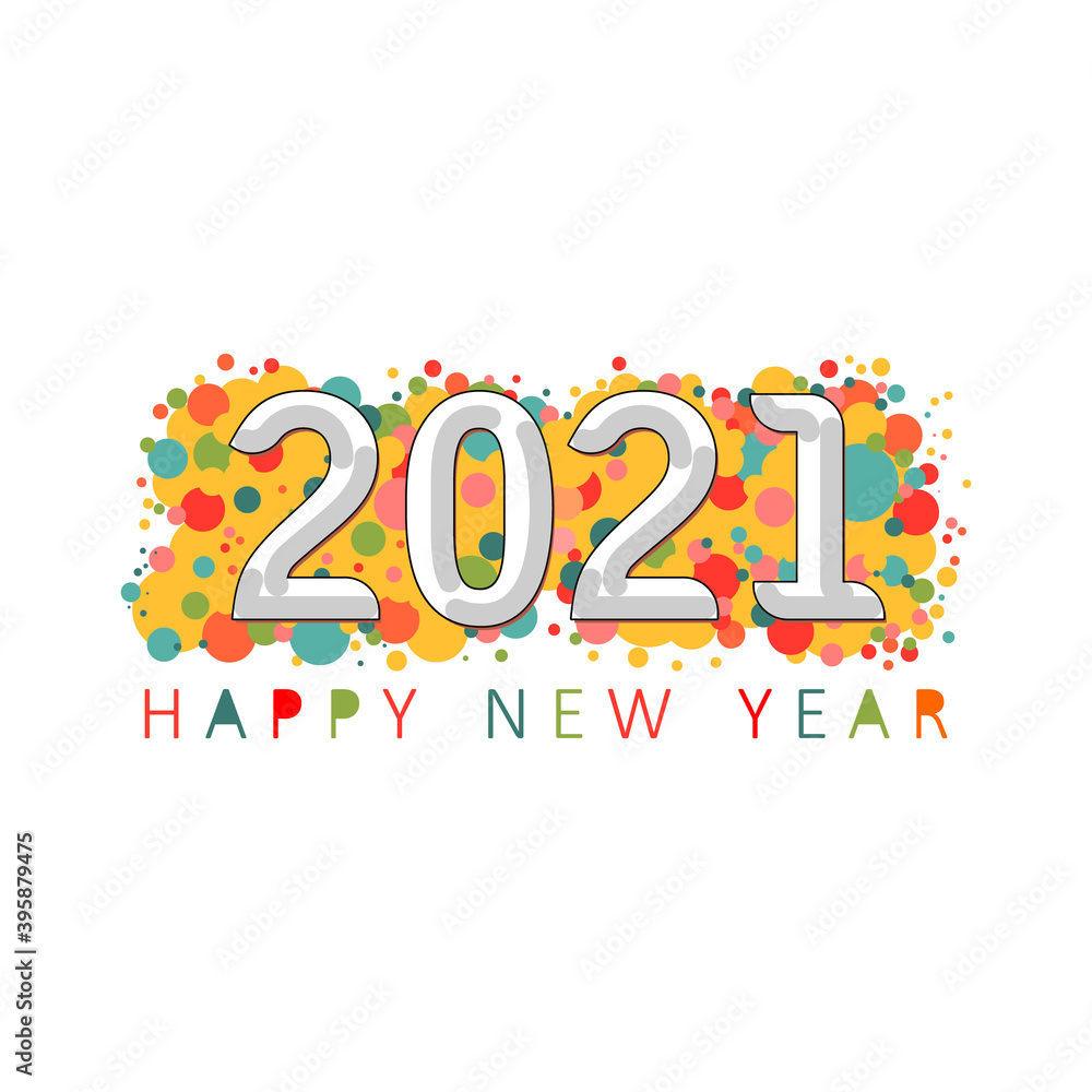 Happy new year 2021 on the white background. Festive postcard. Happy new year.
