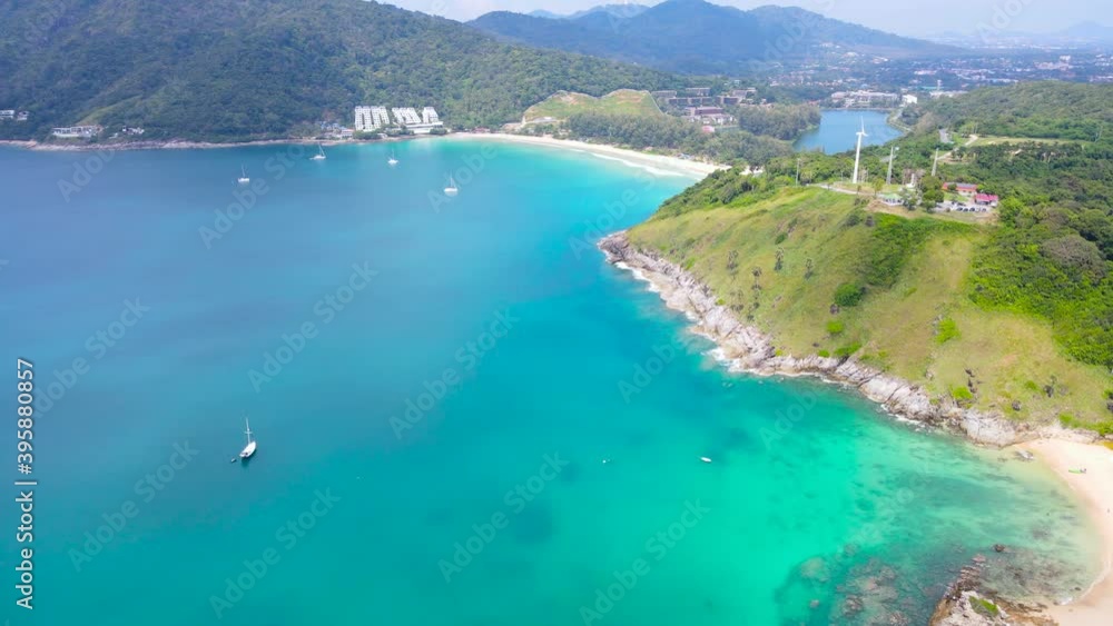 Aerial view of drone, Beautiful Turquoise in nature. Andaman ocean sea and coast in nature. Andaman south of Thailand. At Phuket, Thailand. Travel concept Aerial view of drone, Beautiful Turquoise in nature. Andaman ocean sea and coast in nature. Andaman south of Thailand. At Phuket, Thailand. Travel concept
