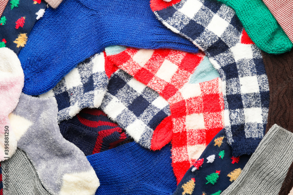 Many warm socks as background Many warm socks as background