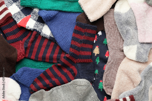 Many warm socks as background