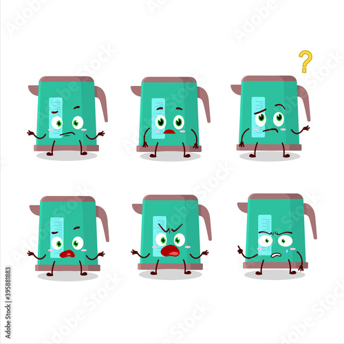 Cartoon character of digital kettle with what expression