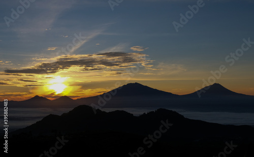 Beautiful sunrise at the top of Mount Sumbing © Prabu_Aryo