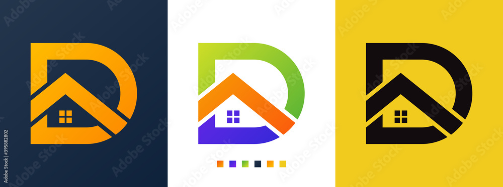 d Letter Real Estate Logo Design - Real estate logo	 - obrazy, fototapety, plakaty 