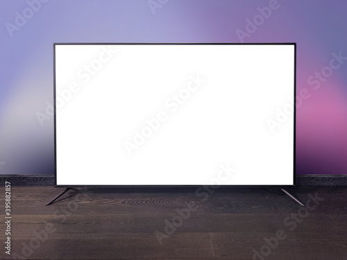 Black LED TV television screen blank on blur background