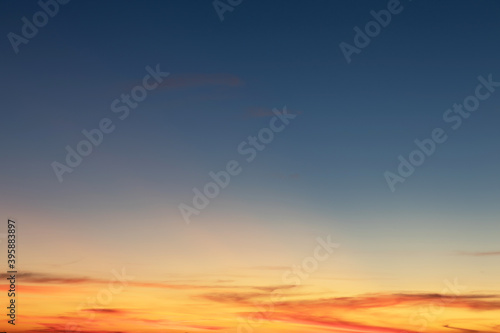 Natural colors. Sunset in the sky with blue, Orange and red dramatic colors © AungMyo