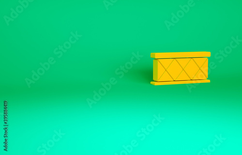 Orange Drum icon isolated on green background. Music sign. Musical instrument symbol. Minimalism concept. 3d illustration 3D render.