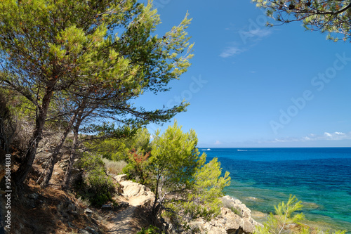 Agriates coastal path in western coast of Corsica