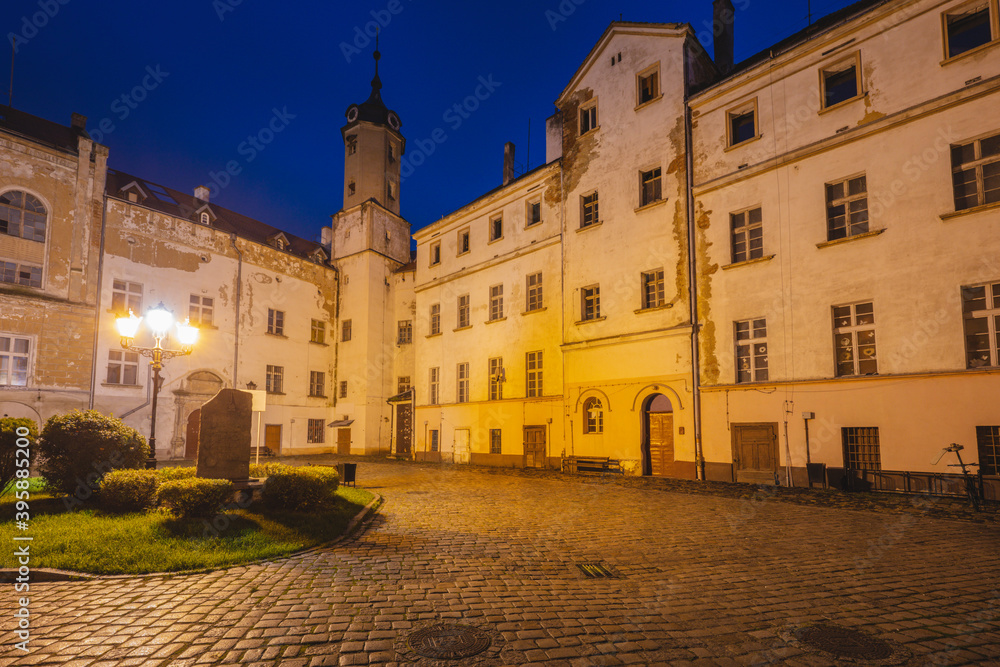 Jawor castle at night