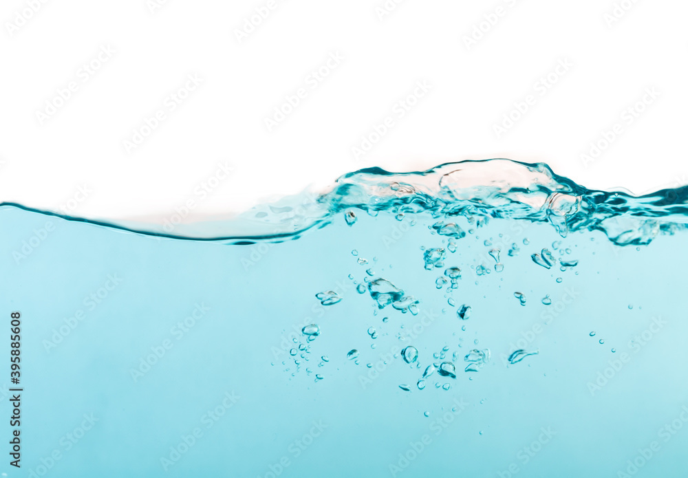 Water splash with bubbles of air, on the white Water splash with bubbles of air, on the white