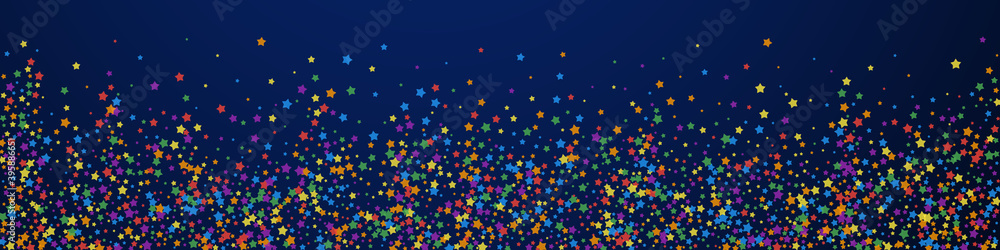 Festive radiant confetti. Celebration stars. Rainb