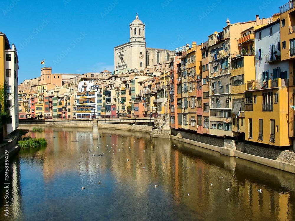 On  the River Onyar in Girona in Catalonia, Spain