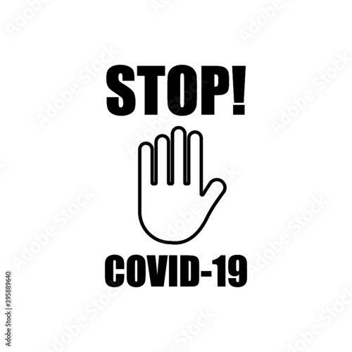 Stop Covid-19 hand flat icon isolated on white background