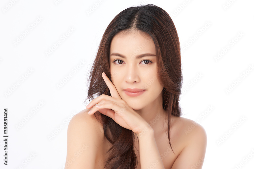 Beautiful young asian woman with clean fresh skin on white background, Face care, Facial treatment, Cosmetology, beauty and spa, Asian women portrait Beautiful young asian woman with clean fresh skin on white background, Face care, Facial treatment, Cosmetology, beauty and spa, Asian women portrait