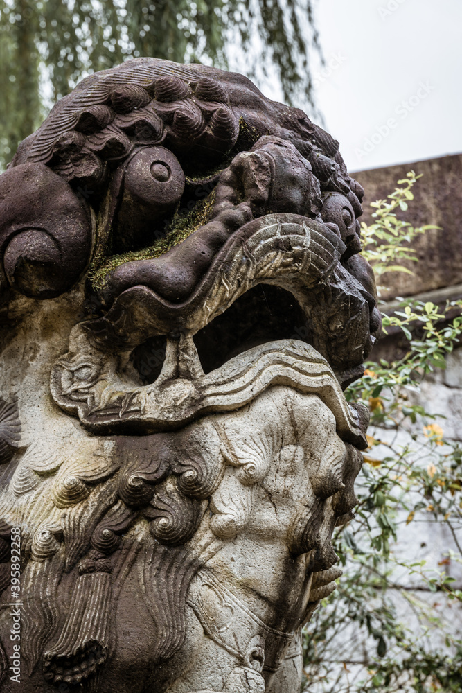 stone lion statue