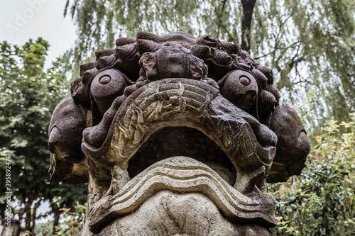 stone lion statue