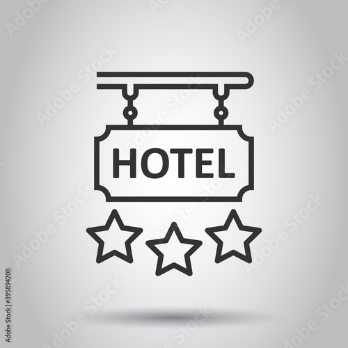 Hotel 3 stars sign icon in flat style. Inn vector illustration on white isolated background. Hostel room information business concept.