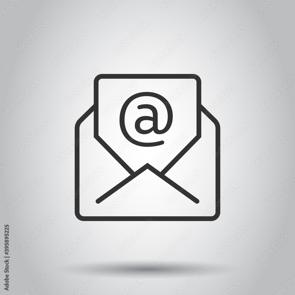 Email message icon in flat style. Mail document vector illustration on white isolated background. Message correspondence business concept. Email message icon in flat style. Mail document vector illustration on white isolated background. Message correspondence business concept.