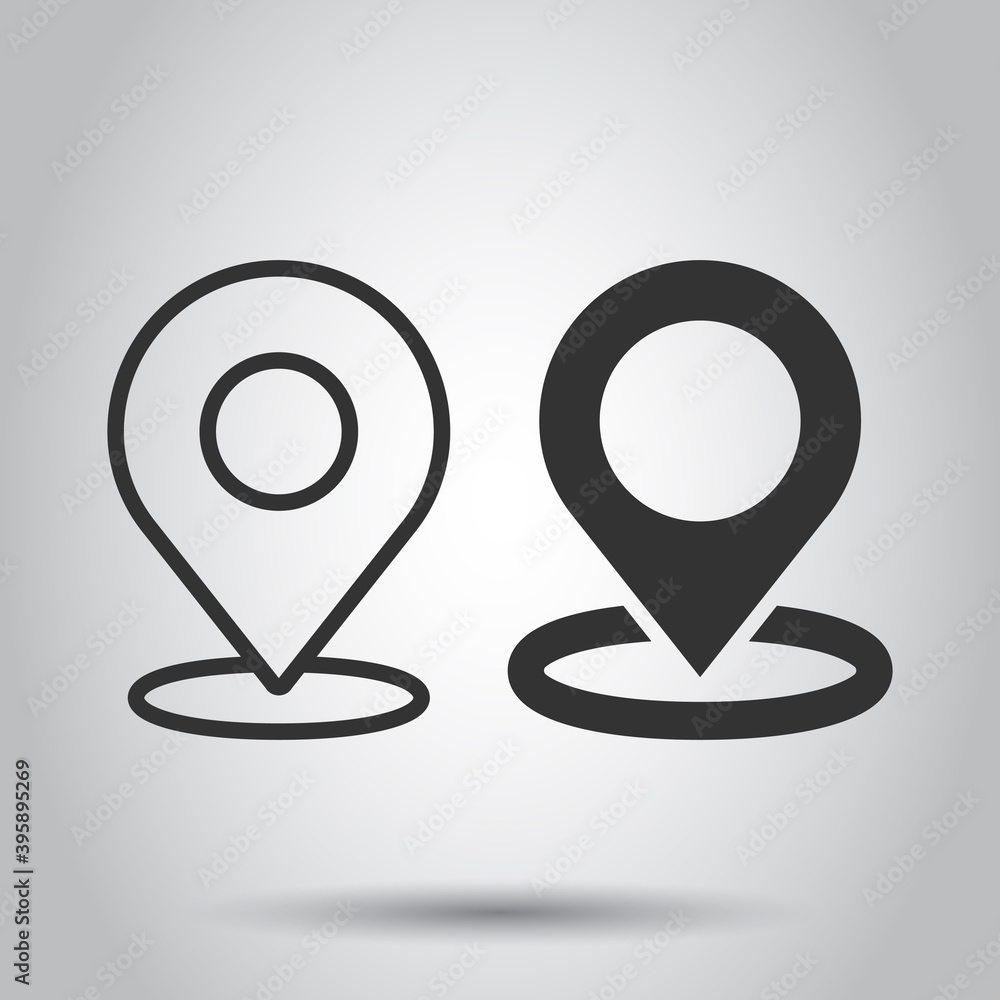 Map pin icon in flat style. GPS navigation vector illustration on white isolated background. Locate position business concept. Map pin icon in flat style. GPS navigation vector illustration on white isolated background. Locate position business concept.