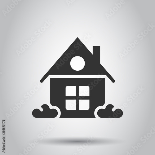 Building icon in flat style. Home vector illustration on white isolated background. House business concept.