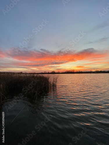 sunset over the lake