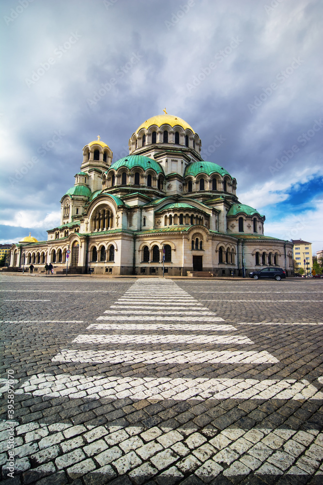 Beautiful view of st. Alexander Nevsky Cathedral in Sofia, Bulgaria
