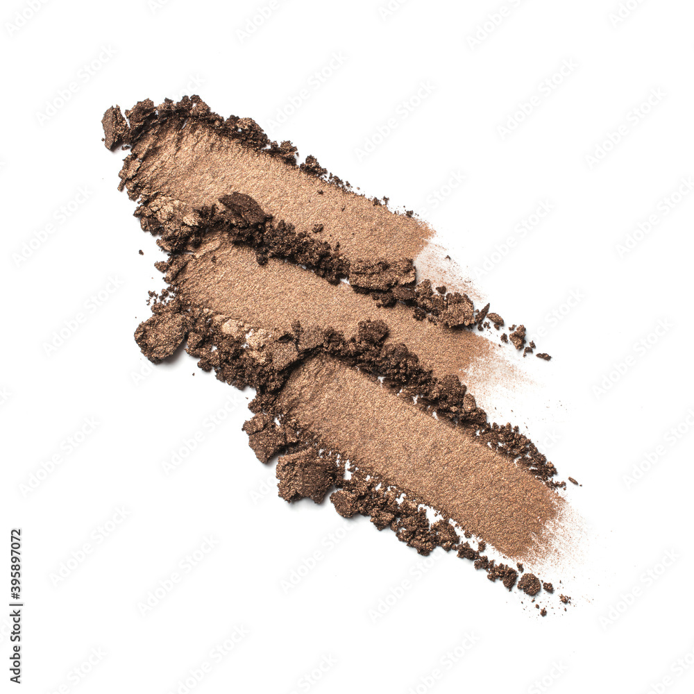 Close-up of make-up swatches. Smears of crushed brown eye shadow Close-up of make-up swatches. Smears of crushed brown eye shadow