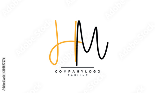 Alphabet letters Initials Monogram logo HM or MH.H and M