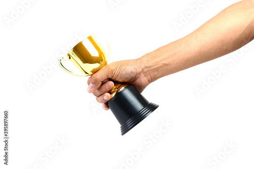 Gold trophy Isolated on white background.