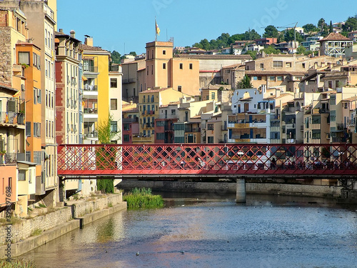 The Eiffel Bridge across the Onyar River in Girona, Spain