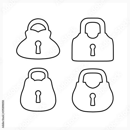 Doodle lock set icon isolated on white. Sketch vector stock illustration. EPS 10