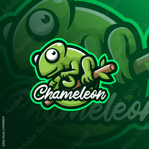 chameleon mascot logo design vector with modern illustration concept style for badge, emblem and tshirt printing. smart chameleon illustration.
