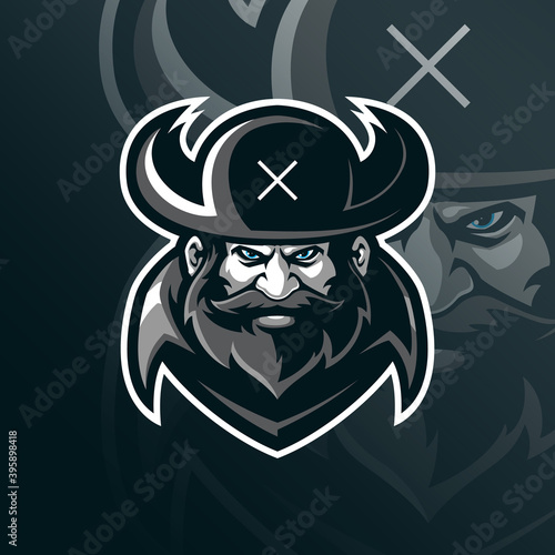captain mascot logo design vector with modern illustration concept style for badge, emblem and tshirt printing. head captain illustration for logo team.