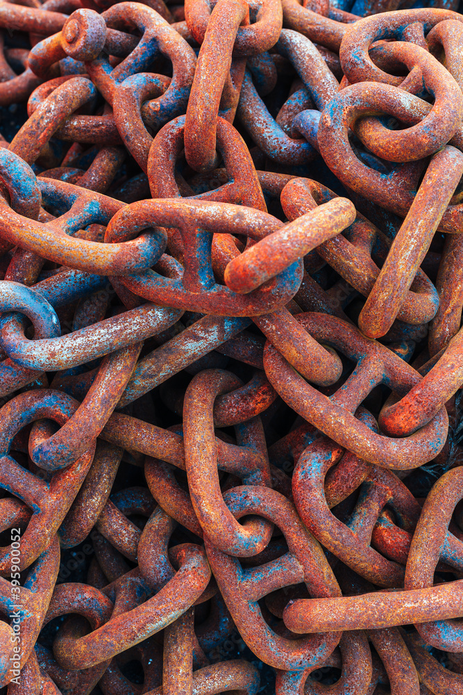 rusty corroded shackles piled up rusty corroded shackles piled up
