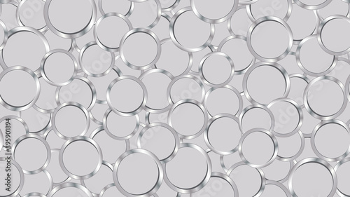 Texture seamless pattern of silver shining glowing expensive metal coins  treasures. The background.  illustration