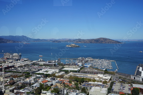 VIEW OF SAN FRANCISCO FROM THE COIT TOWER ALCATRAZ