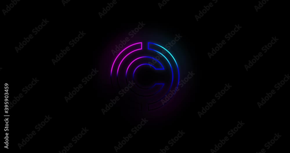 Letter C logo Blue and pink neon light effect 4k footage Letter C logo Blue and pink neon light effect 4k footage