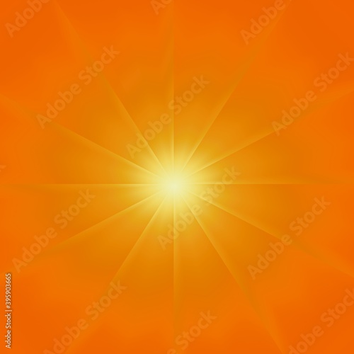 abstract yellow sun on orange sky.