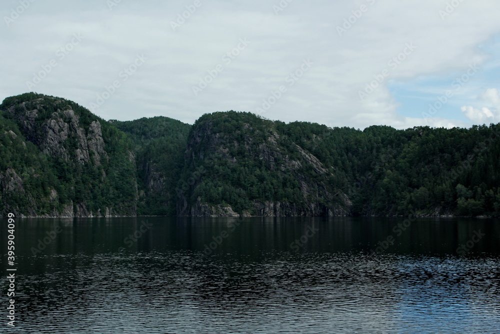 Stunning scenery seen from a ferry cruise in Osterfjord, Norway