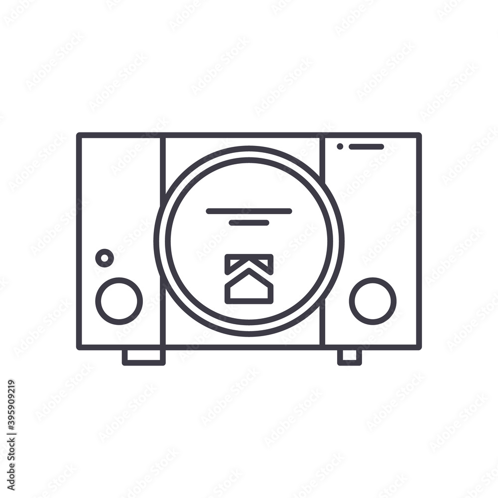 Game console concept icon, linear isolated illustration, thin line vector, web design sign, outline concept symbol with editable stroke on white background. Game console concept icon, linear isolated illustration, thin line vector, web design sign, outline concept symbol with editable stroke on white background.
