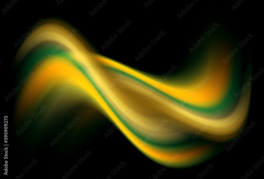 Naklejka premium Abstract background 3D, dynamic blurry wave yellow and green technology illustration.