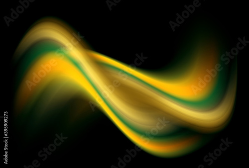 Abstract background 3D, dynamic blurry wave yellow and green technology illustration.