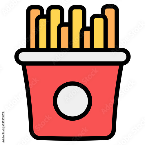 
French fries icon in flat design 
