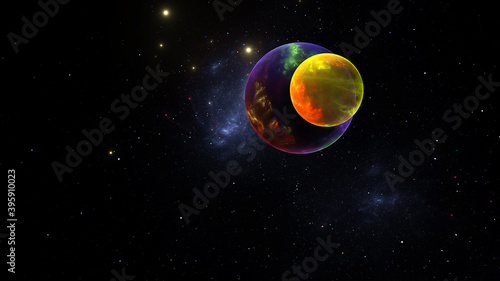 3D illustration of abstract fractal for creative design looks like planets © idea_studio