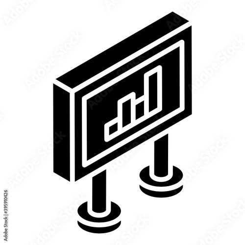 
Market research, glyph isometric icon of analytical chart 
