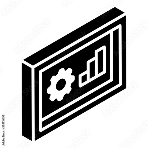  Analytical preferences glyph isometric icon of chart configuration 