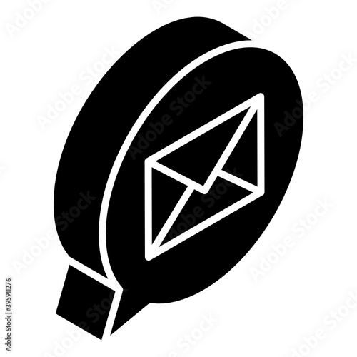 
Mail glyph isometric icon, message delivery 

