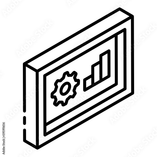 
Analytical preferences glyph isometric icon of chart configuration 
