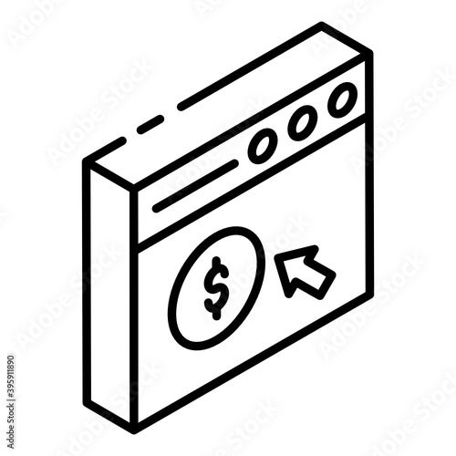 
Pay per click in glyph isometric icon 

