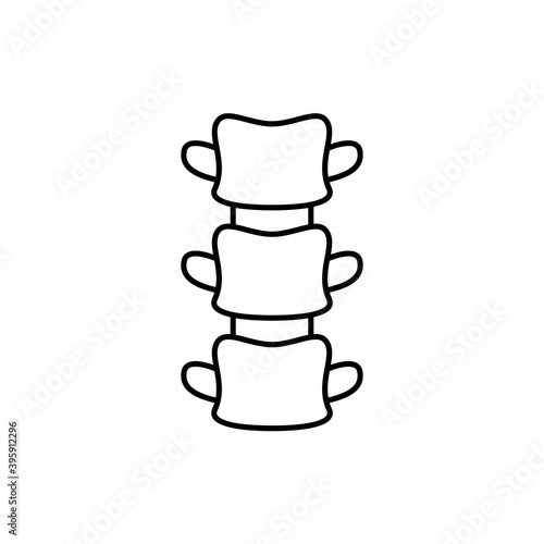 Spine. Linear icon of human backbone. Black simple illustration of three vertebrae. Contour isolated vector pictogram on white background