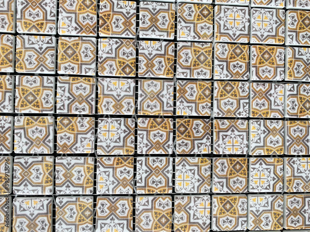 Traditional tiles on old house in Lisbon, Portugal